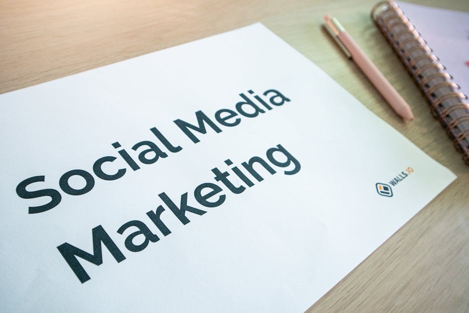 Social media marketing strategy document on a desk